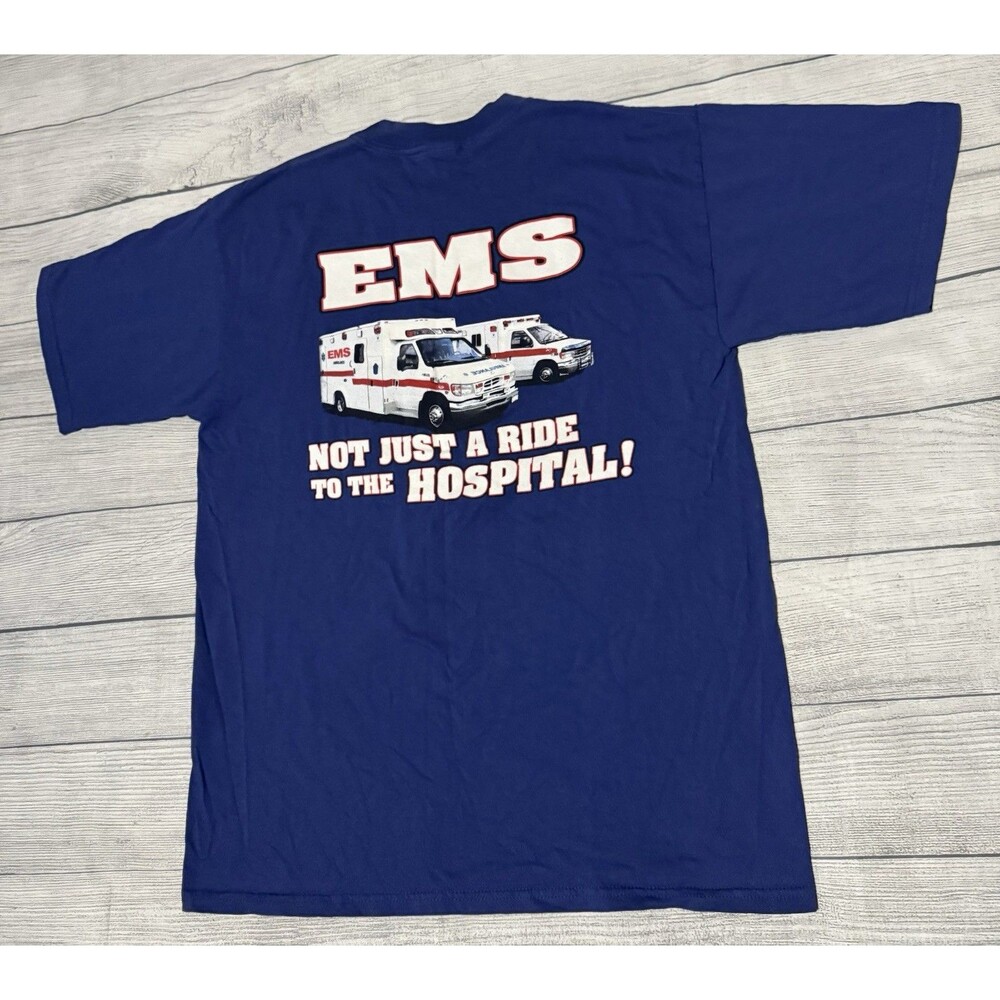 Y2K Trauma Gear Graphic T Shirt EMS Not Just A Ride Hospital Size Large Defect